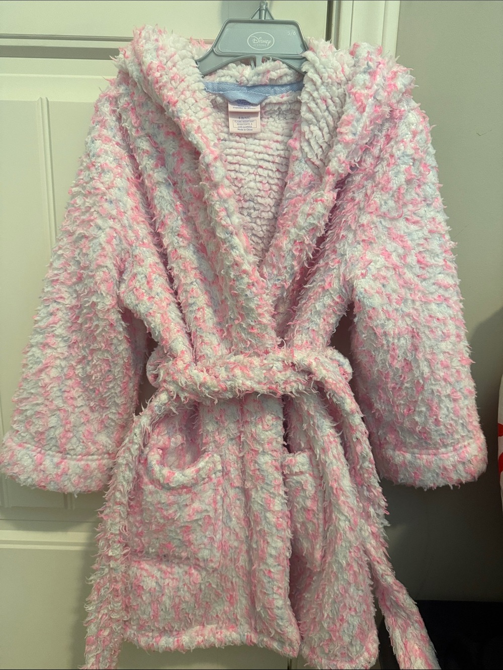 More Than Magic Plush Hooded Kids Robe - Pink & White